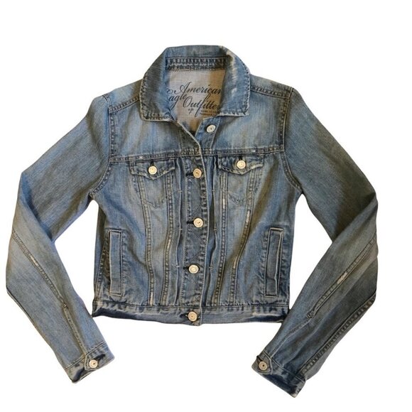 American Eagle Tomgirl  Cropped Denim Jacket Size Sm - Picture 11 of 11